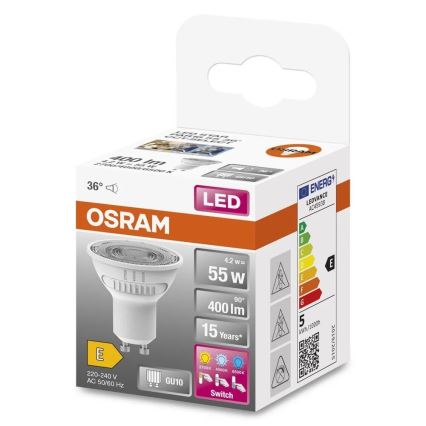 LED-polttimo PAR16 GU10/4,2W/230V 2700/4000/6500K 36° - Osram