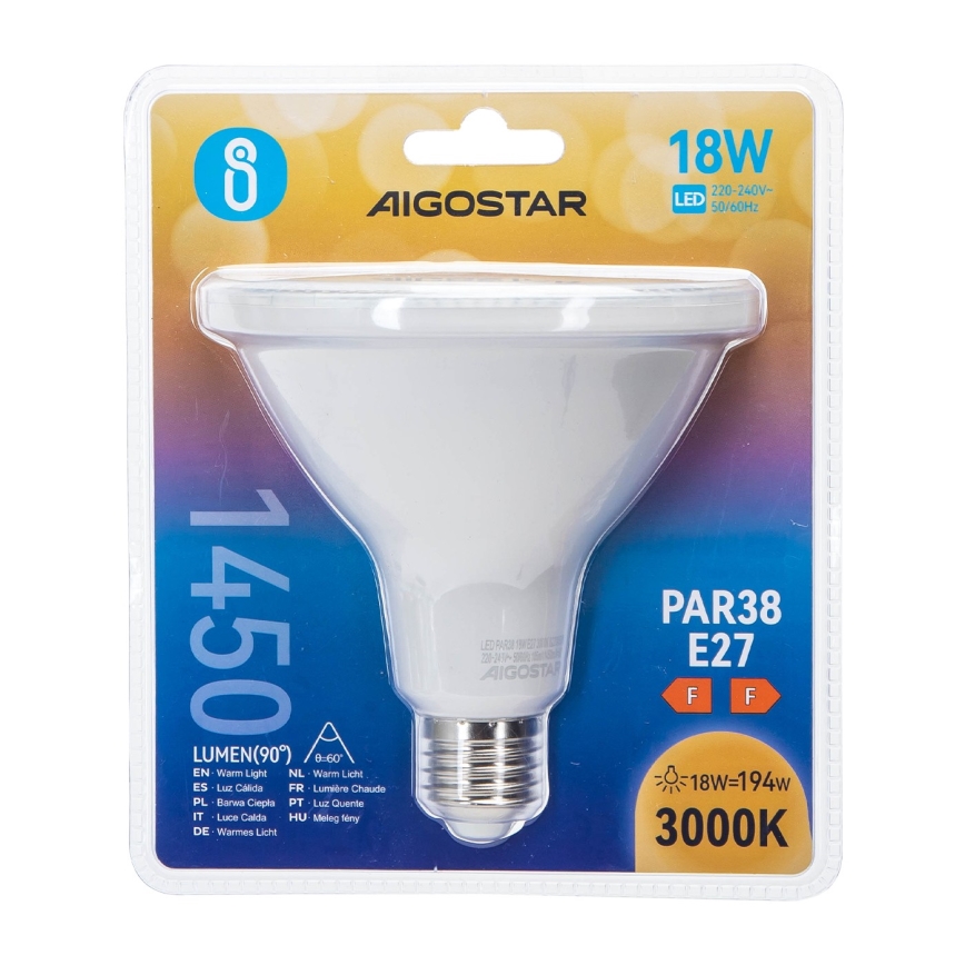 LED-polttimo PAR38 E27/18W/230V 3000K - Aigostar