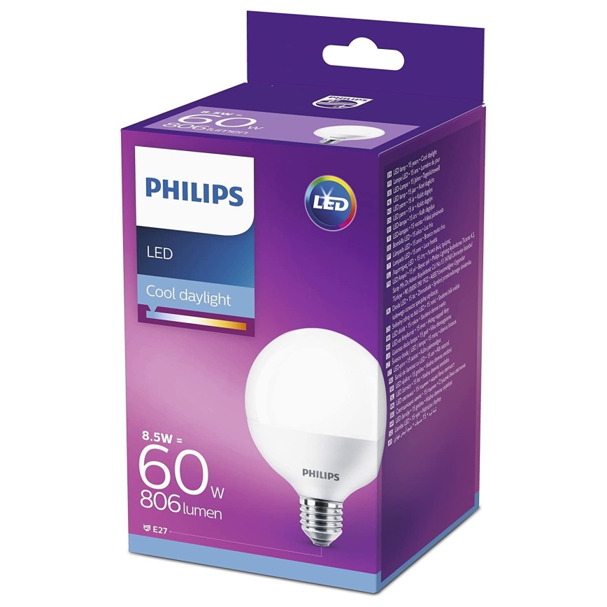 LED-polttimo Philips G95 E27/8,5W/230V 6500K