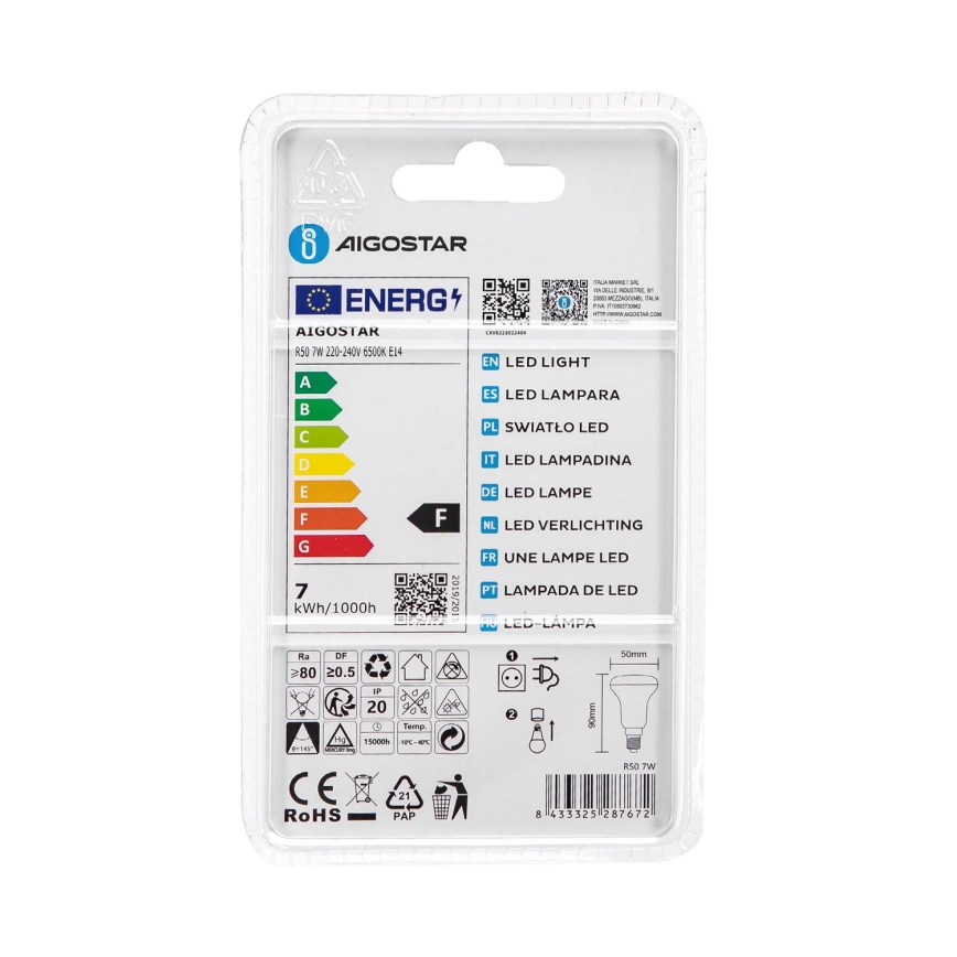 LED-polttimo R50 E14/7W/230V 6500K - Aigostar