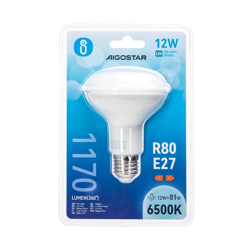 LED-polttimo R80 E27/12W/230V 6500K - Aigostar