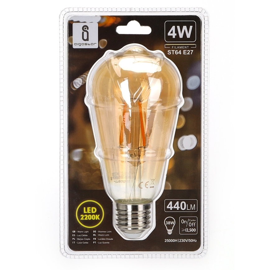 LED Polttimo ST64 E27/4W/230V 2200K - Aigostar