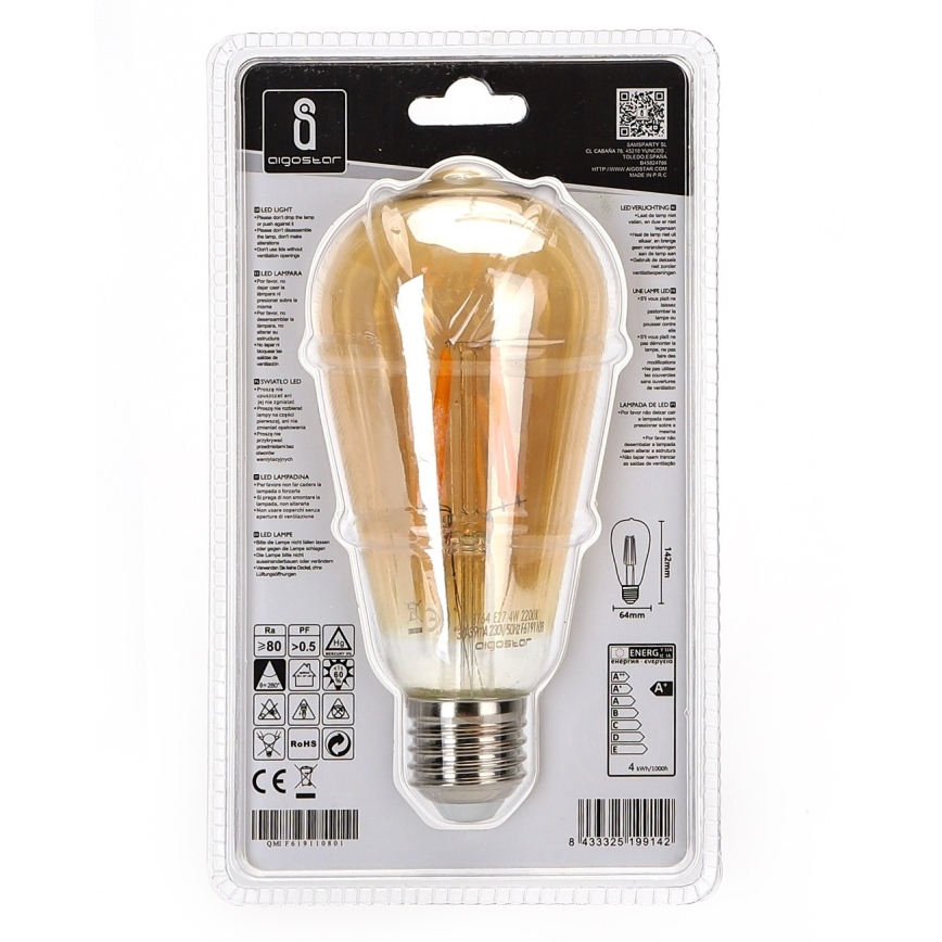 LED Polttimo ST64 E27/4W/230V 2200K - Aigostar