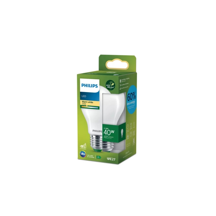 LED-polttimo ULTRAEFFICIENT Philips A60 E27/2,3W/230V 2700K
