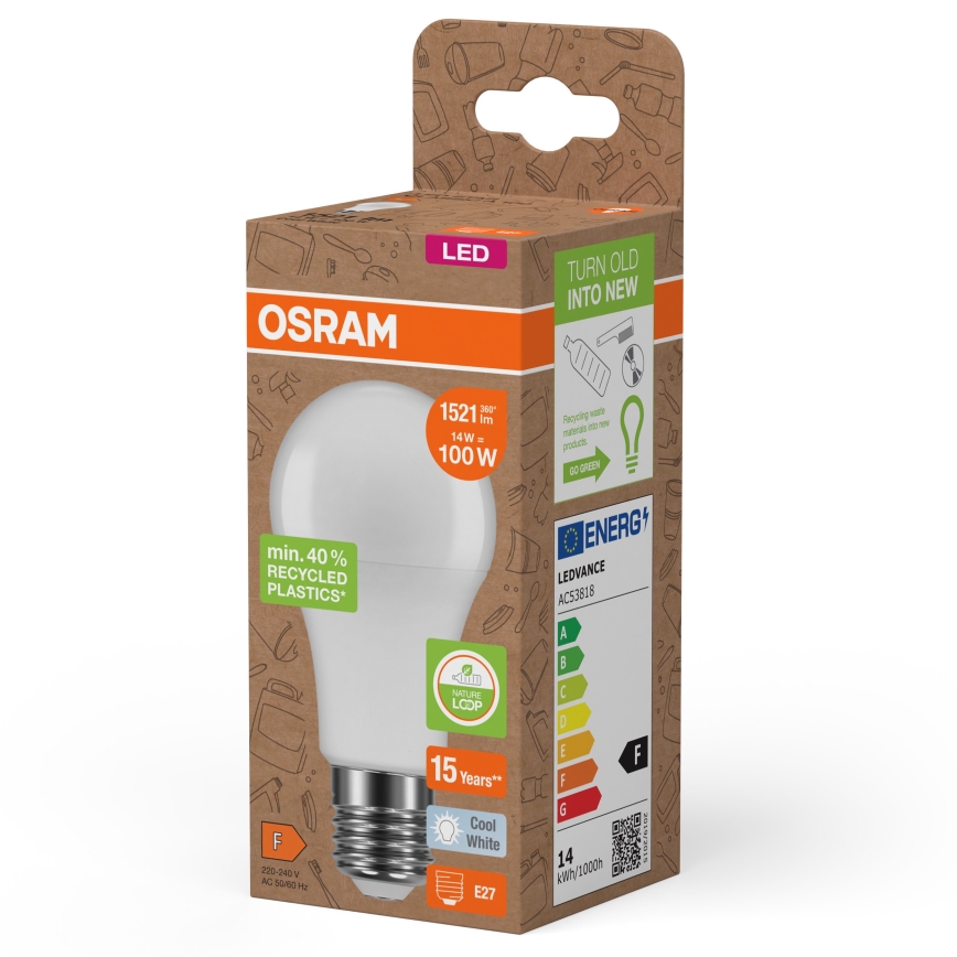 LED Polttimo valmistettu kierrätysmuovista A100 E27/14W/230V 4000K - Osram