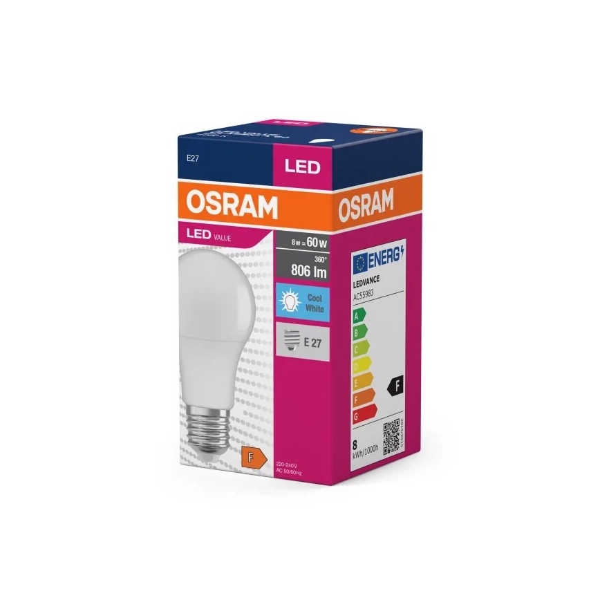 LED-polttimo VALUE A60 E27/8W/230V 4000K - Osram