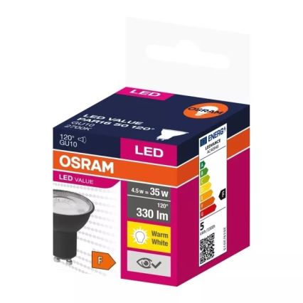 LED-polttimo VALUE PAR16 GU10/4,5W/230V 2700K 120° musta - Osram