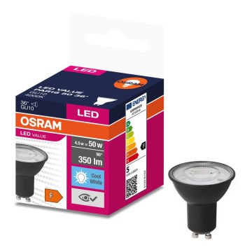 LED-polttimo VALUE PAR16 GU10/4,5W/230V 6500K 36° musta - Osram