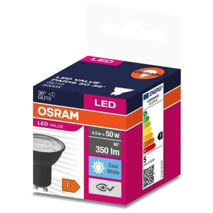 LED-polttimo VALUE PAR16 GU10/4,5W/230V 6500K 36° musta - Osram