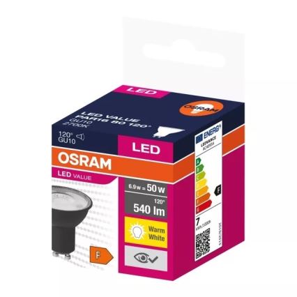 LED-polttimo VALUE PAR16 GU10/6,9W/230V 2700K 120° musta - Osram