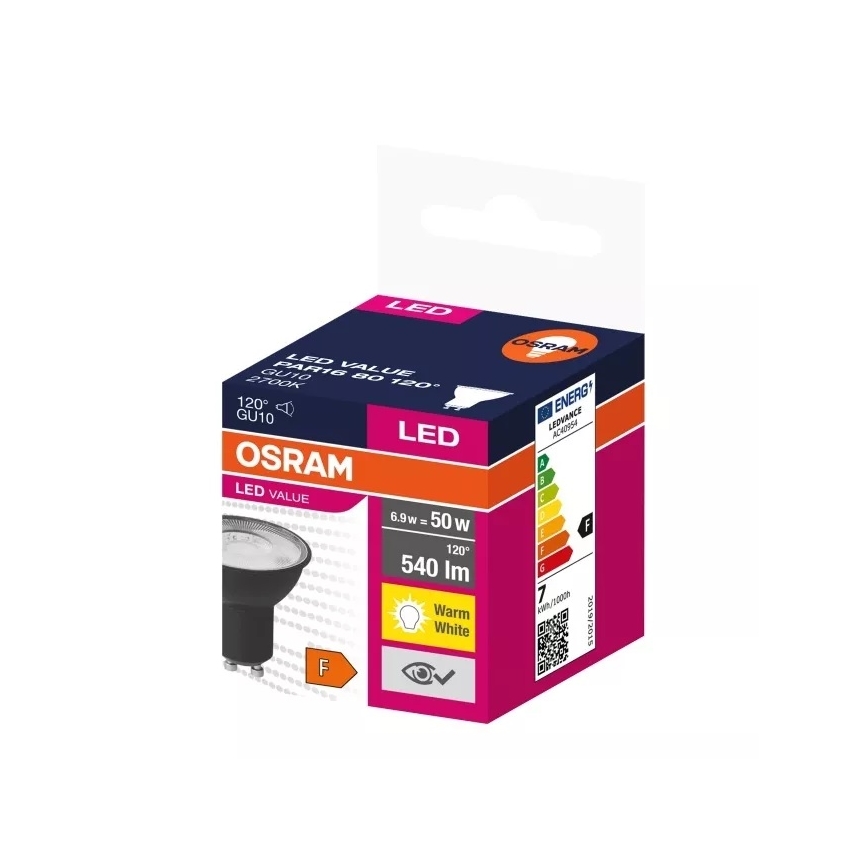 LED-polttimo VALUE PAR16 GU10/6,9W/230V 2700K 120° musta - Osram