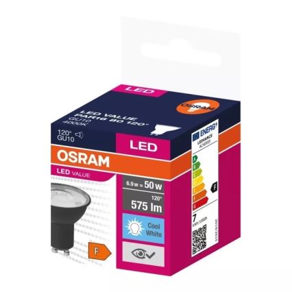 LED-polttimo VALUE PAR16 GU10/6,9W/230V 4000K 120° musta - Osram
