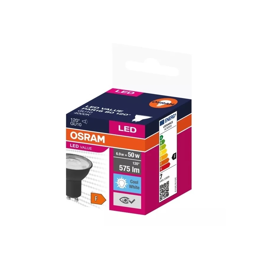LED-polttimo VALUE PAR16 GU10/6,9W/230V 4000K 120° musta - Osram