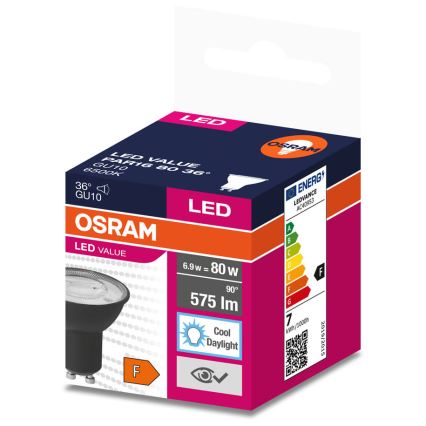LED-polttimo VALUE PAR16 GU10/6,9W/230V 4000K 36° musta - Osram