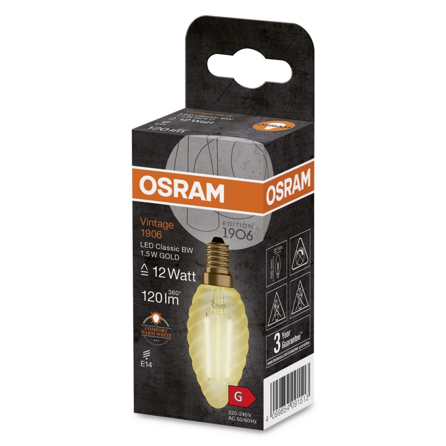 LED-polttimo VINTAGE E14/1,5W/230V 2400K - Osram