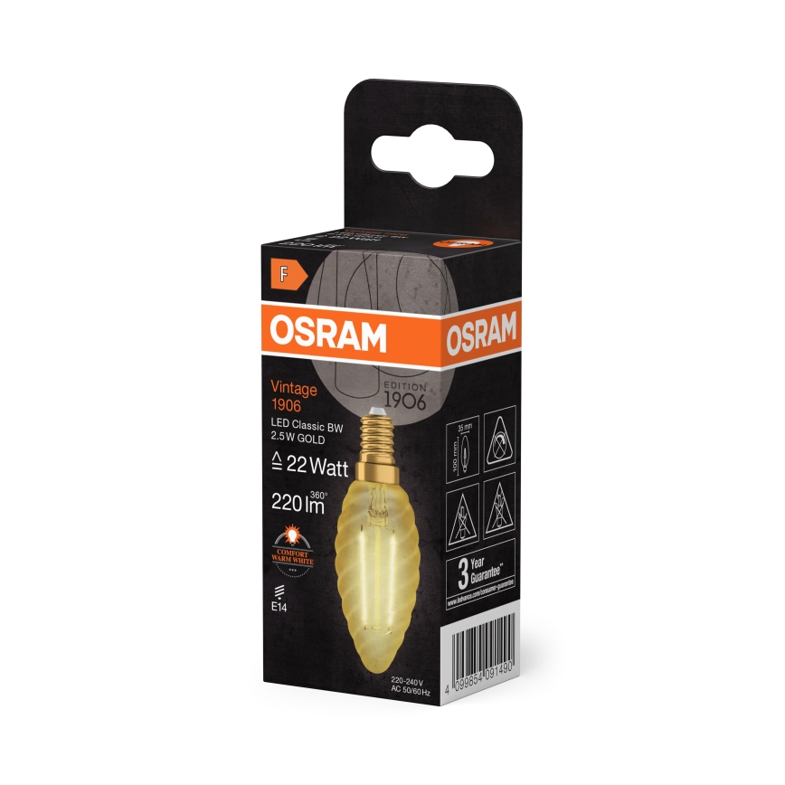 LED-polttimo Vintage-filamentti E14/2,5W/230V 2400K - Osram