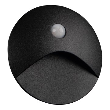 LED-porrasvalaisin liiketunnistimella ja hämäräkytkimellä EXIN LED/2,5W/230V 4000K IP65 musta pyöreä