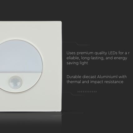 LED-portaikkovalo liiketunnistimella LED/3W/230V 4000K valkoinen