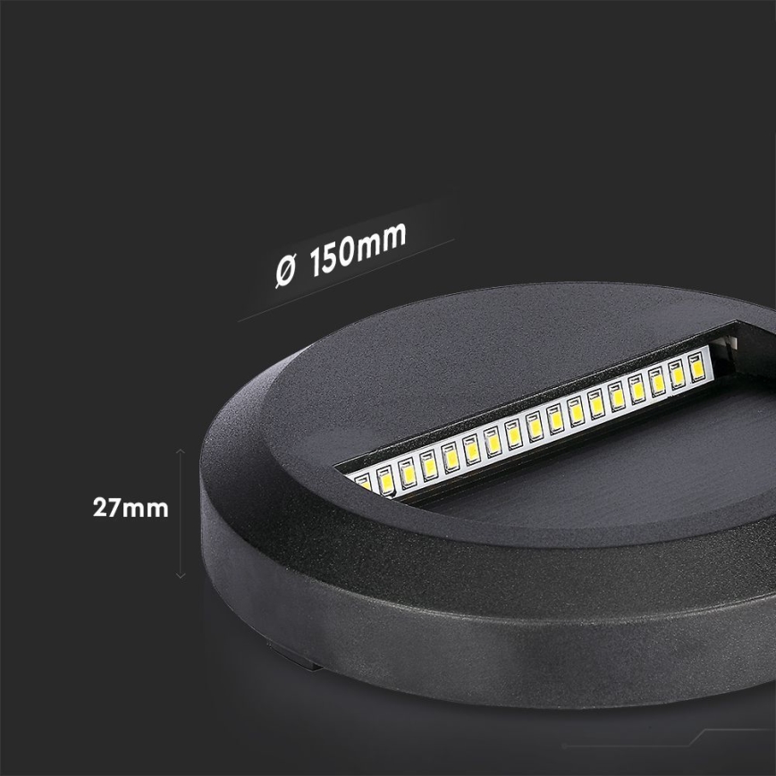 LED Portaikon ulkovalo LED/2W/230V IP65 3000K musta