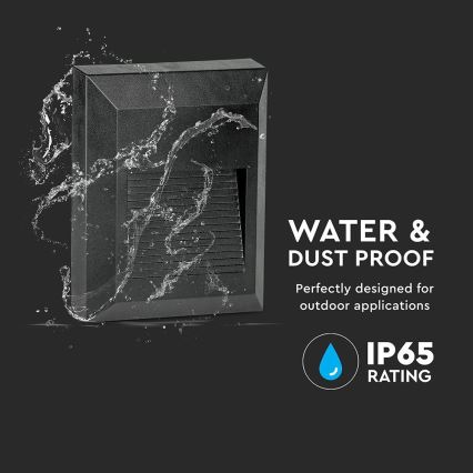 LED Portaikon ulkovalo LED/2W/230V IP65 3000K musta