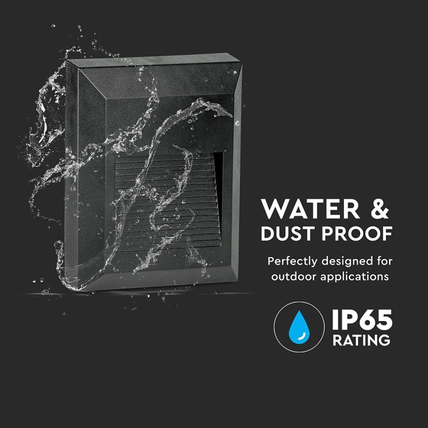 LED Portaikon ulkovalo LED/2W/230V IP65 4000K musta