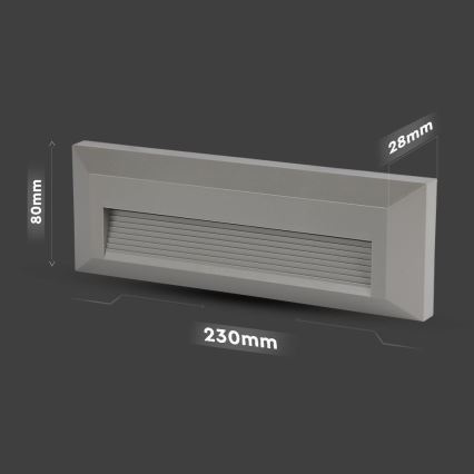 LED Portaikon ulkovalo LED/3W/230V IP65 3000K harmaa
