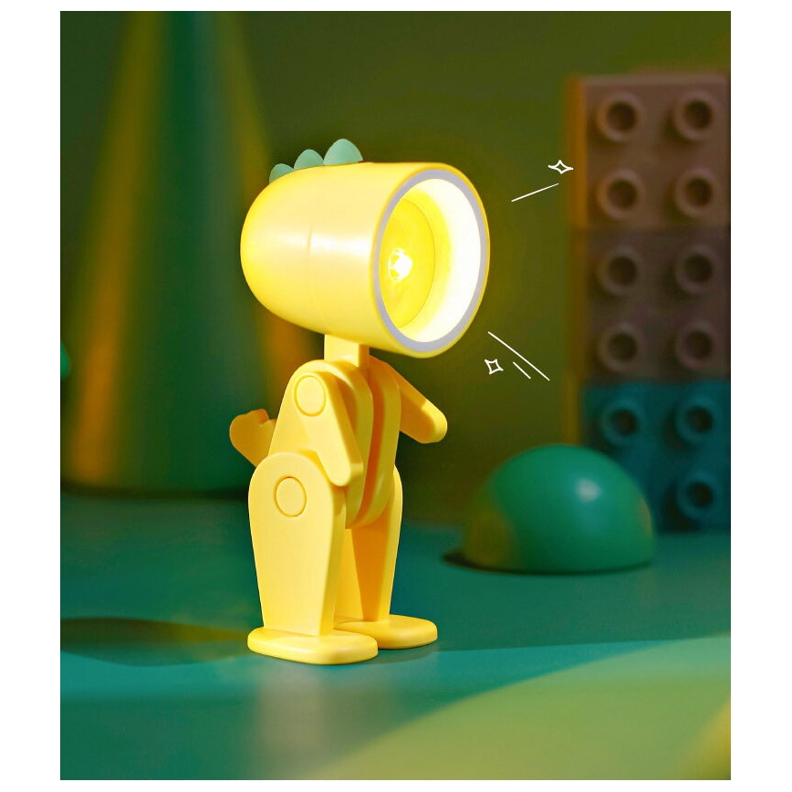 LED pöytälamppu LED/0,06W/3xLR41 dinosaurus keltainen