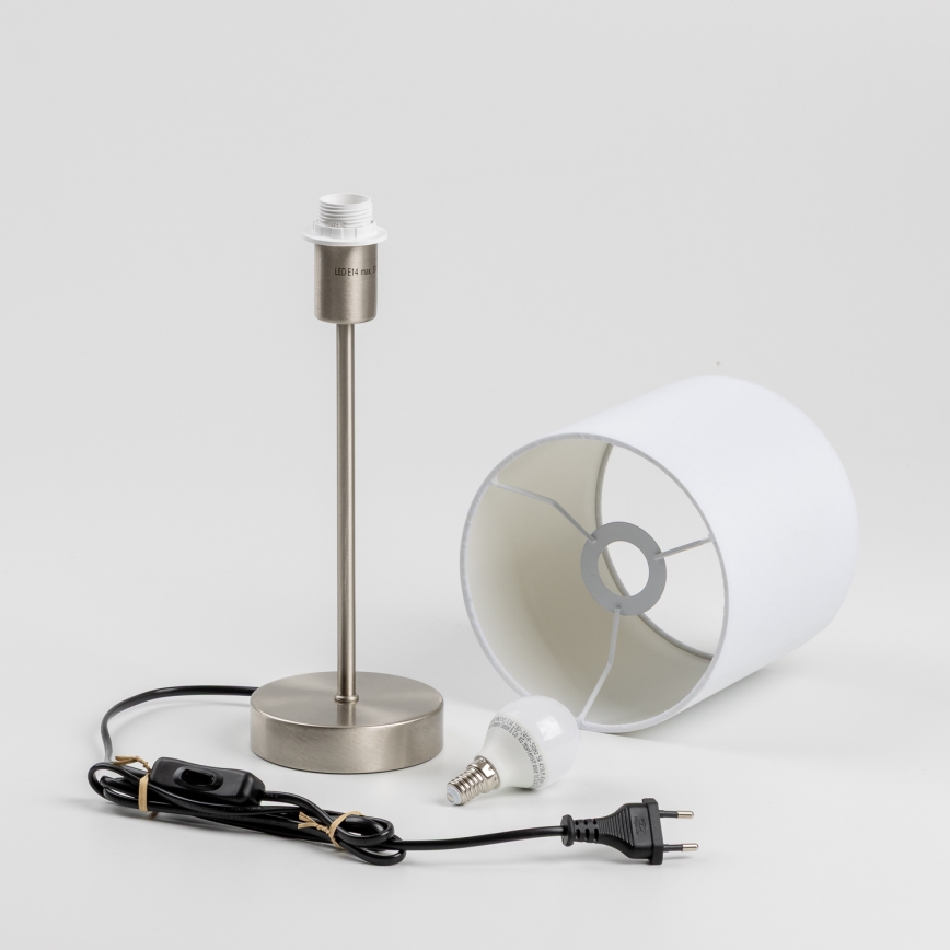 LED-pöytävalaisin 1xE14/5W/230V valkoinen/mattakromi