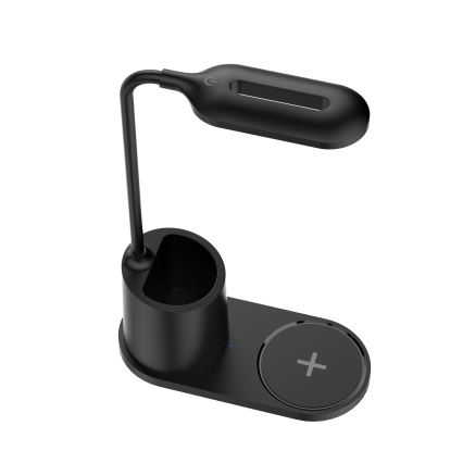 LED Pöytävalaisin LED/3W/5V langattomalla latauksella musta