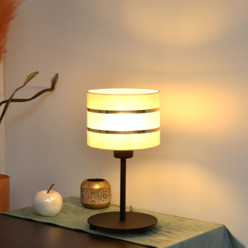 LED Pöytävalaisin HELEN 1xE27/15W/230V kerma/musta/kultainen