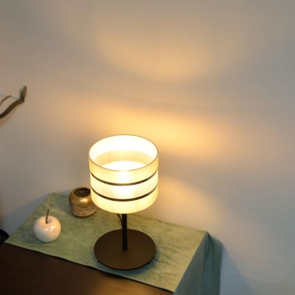 LED Pöytävalaisin HELEN 1xE27/15W/230V kerma/musta/kultainen