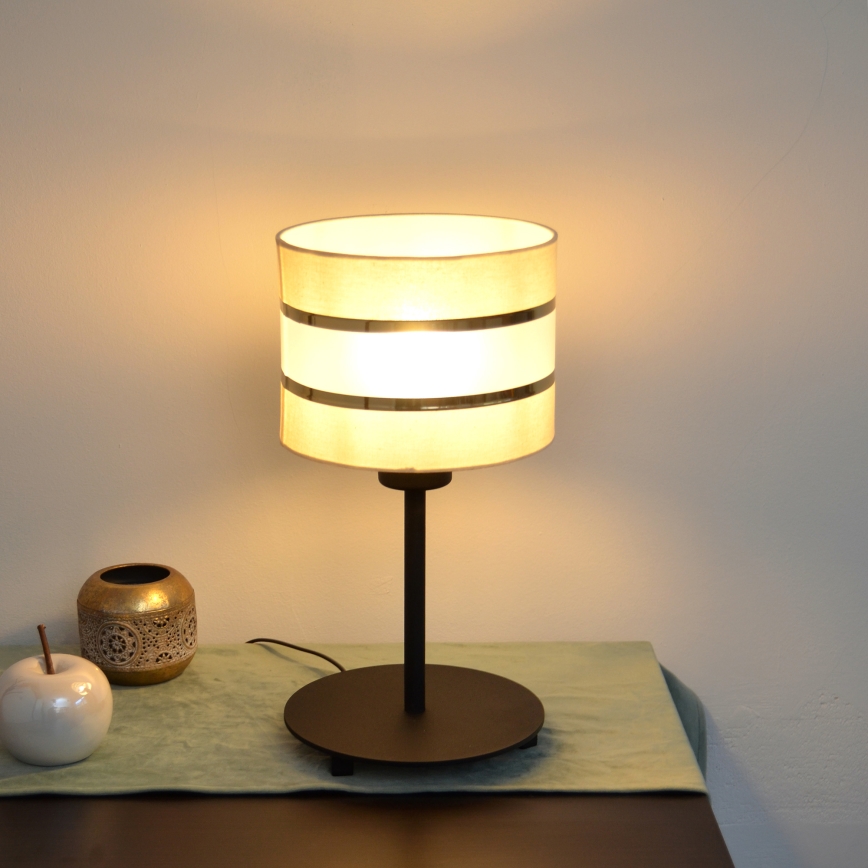 LED Pöytävalaisin HELEN 1xE27/15W/230V kerma/musta/kultainen