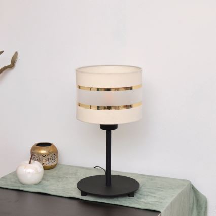 LED Pöytävalaisin HELEN 1xE27/15W/230V kerma/musta/kultainen