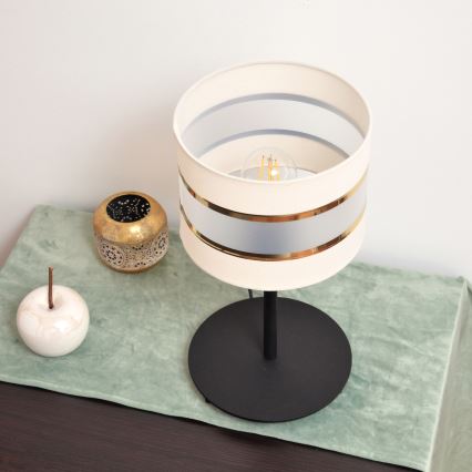 LED Pöytävalaisin HELEN 1xE27/15W/230V kerma/musta/kultainen