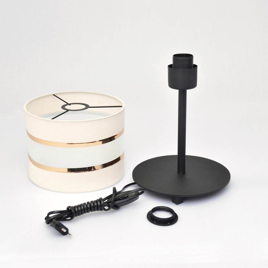 LED Pöytävalaisin HELEN 1xE27/15W/230V kerma/musta/kultainen