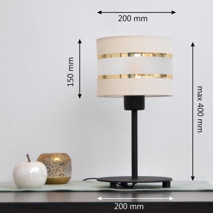 LED Pöytävalaisin HELEN 1xE27/15W/230V kerma/musta/kultainen