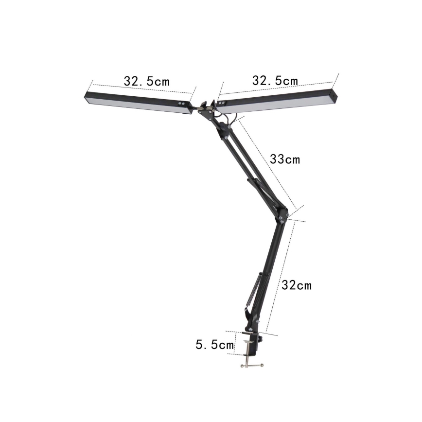 LED-pöytävalaisin klipsillä 2xLED/10W/230V 2800-6800K