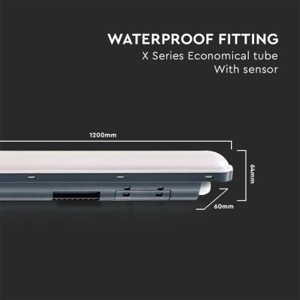 LED-putkityövalo anturilla  X-SERIES LED/36W/230V 6500K 120 cm IP65