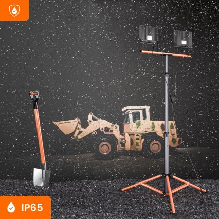 LED-reflektori jalustalla 2xLED/100W/230V 4500K IP65 musta/oranssi