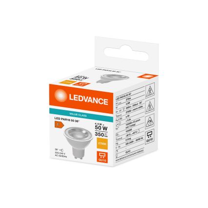 LED-reflektorilamppu PAR16 GU10 4,5W/230V 2700K 36° - Ledvance