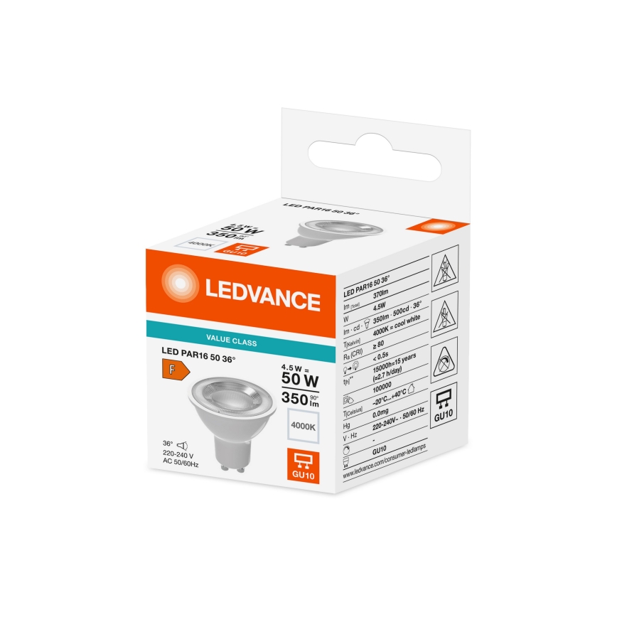 LED-reflektorilamppu PAR16 GU10/4,5W/230V 4000K 36° - Ledvance
