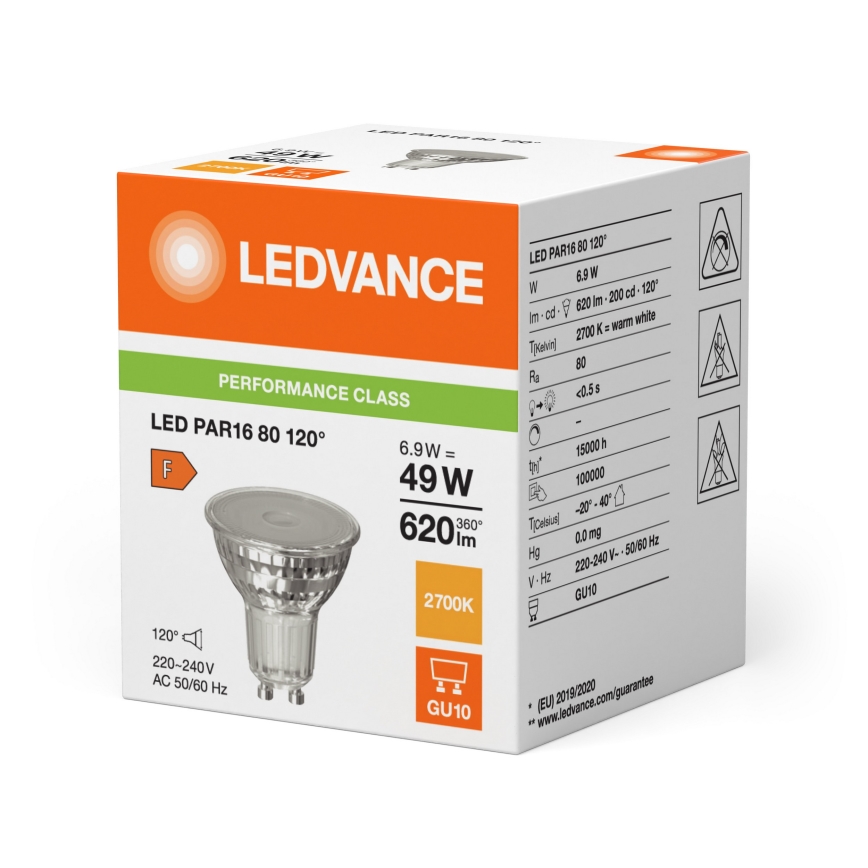LED-reflektorilamppu PAR16 GU10/6,9W/230V 2700K 120° - Ledvance