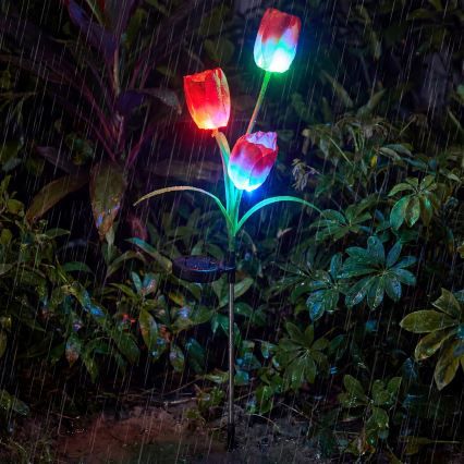 LED RGB aurinkokennolla toimiva koristevalaisin 3xLED/3,7V 200 mAh IP44 tulipán