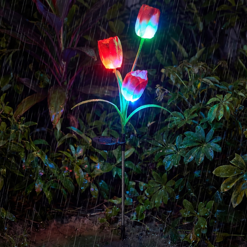 LED RGB aurinkokennolla toimiva koristevalaisin 3xLED/3,7V 200 mAh IP44 tulipán