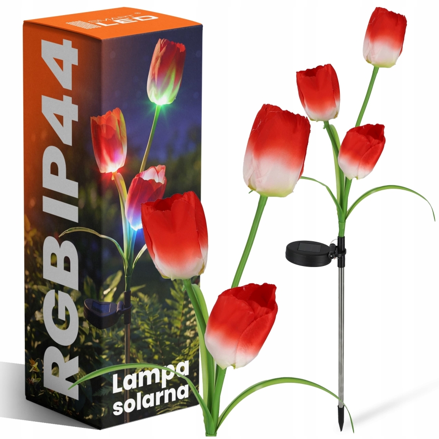 LED RGB aurinkokennolla toimiva koristevalaisin 3xLED/3,7V 200 mAh IP44 tulipán