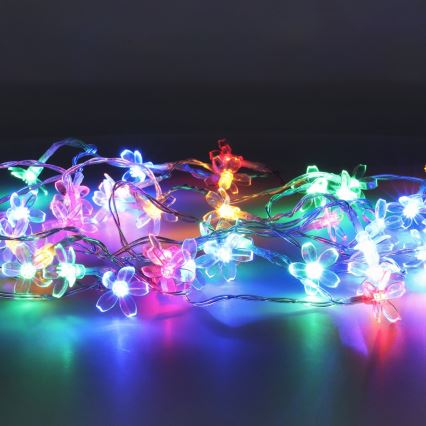 LED RGB aurinkoketju 50xLED/0,12W/1,2V 1xAA IP44 600 mAh