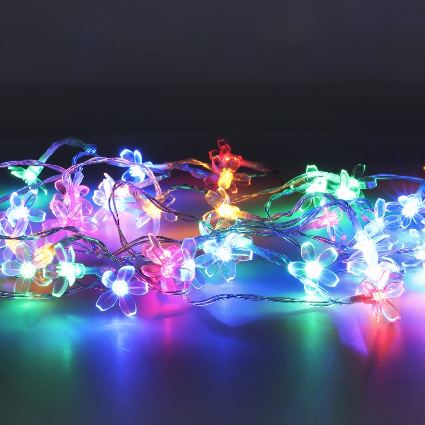 LED RGB aurinkoketju 50xLED/0,12W/1,2V 1xAA IP44 600 mAh