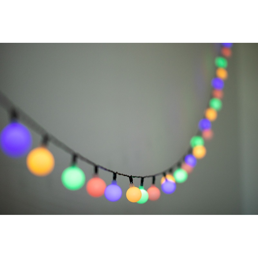 LED RGB aurinkoketju PARTY 30xLED/1,2V 400 mAh 3,9 m IP44