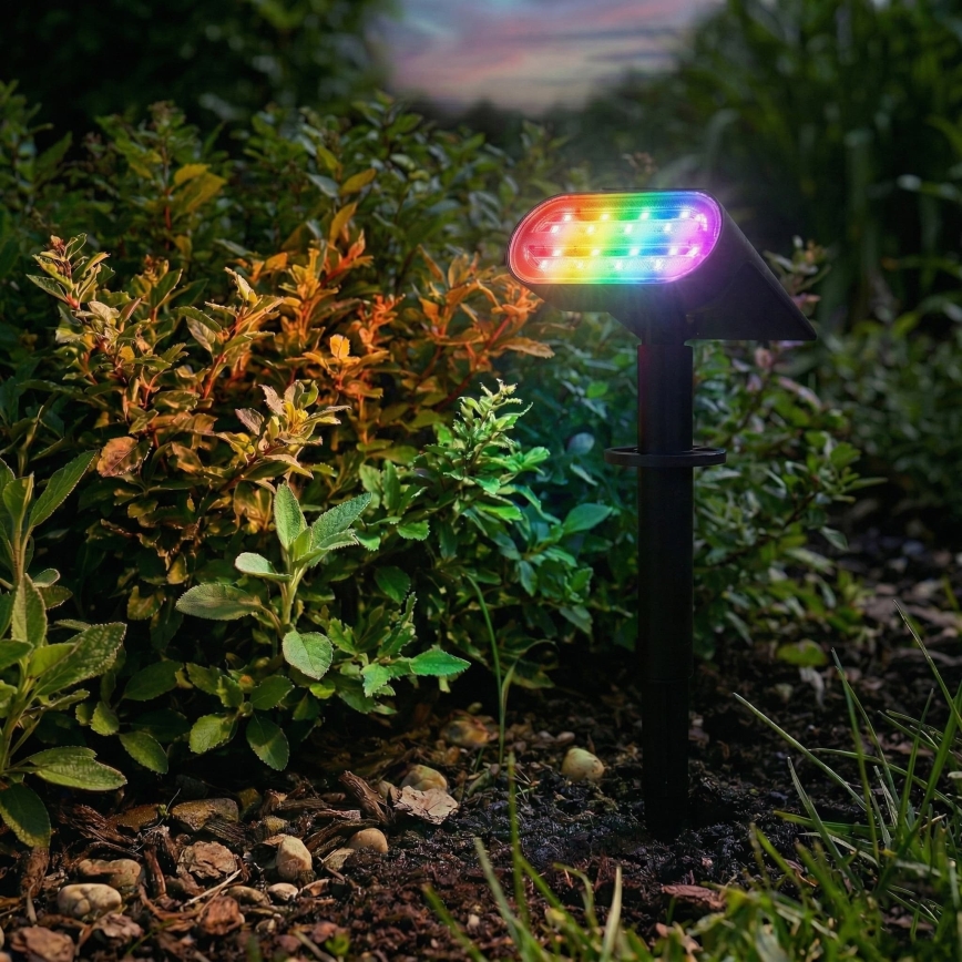LED RGB aurinkovalaisin 2-in-1 LED/3,7V 1200 mAh IP54 musta