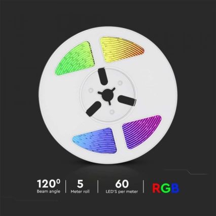 LED RGB Himmennettävä aurinko nauha LED/1,2W/3,7V IP67 5m + kauko-ohjaus